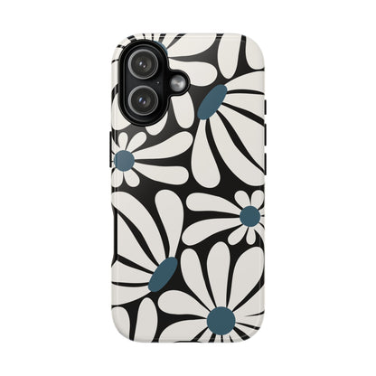 Retro Black Daisy Pattern Phone Case - Black Phone Case - iPhone 17 / Glossy