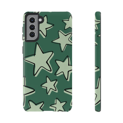 Forest Green Doodle Star Phone Case