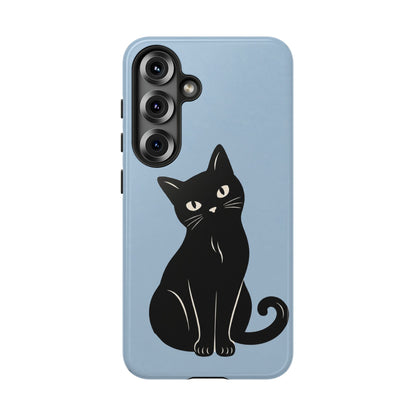 Minimalist Powder Blue & Black Cat Phone Case
