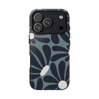 Retro Navy Blue & White Daisy Pattern Phone Case - Blue Phone Case - iPhone 17 Pro / Glossy
