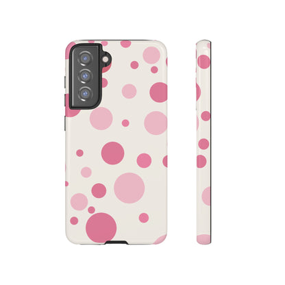 Samsung Galaxy S21 FE / Glossy Phone Case - ’Bold White with Pink Dot Pattern’ Phone Case