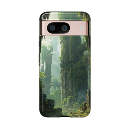 Google Pixel 8 / Glossy Phone Case - Overgrown Future Ruins Sci-fi Phone Case