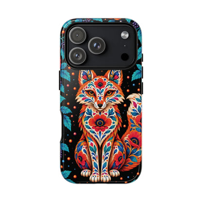 Vibrant Orange and Turquoise Calavera Fox Phone Case - Multicolor Phone Case - iPhone 17 Pro / Glossy