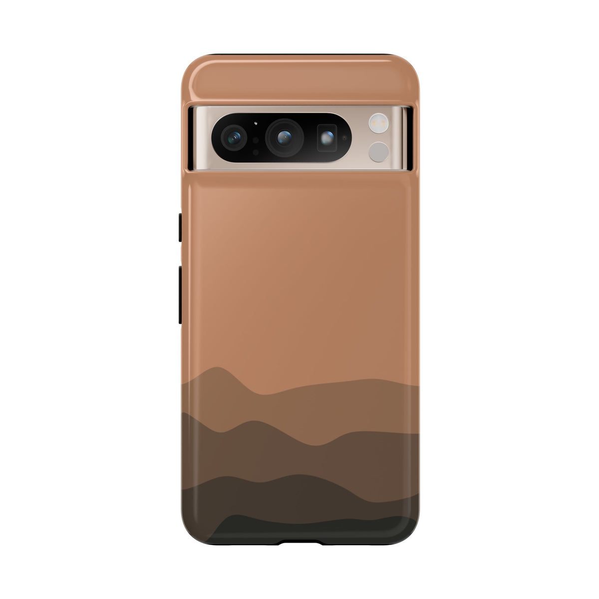 Brown Abstract Waves Protective Phone Case - Brown Phone Case - Google Pixel 8 Pro / Glossy