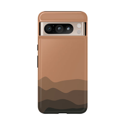 Brown Abstract Waves Protective Phone Case - Brown Phone Case - Google Pixel 8 Pro / Glossy