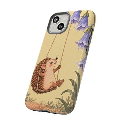 Whimsical Buttercream Hedgehog and Bluebell Phone Case - Yellow Phone Case