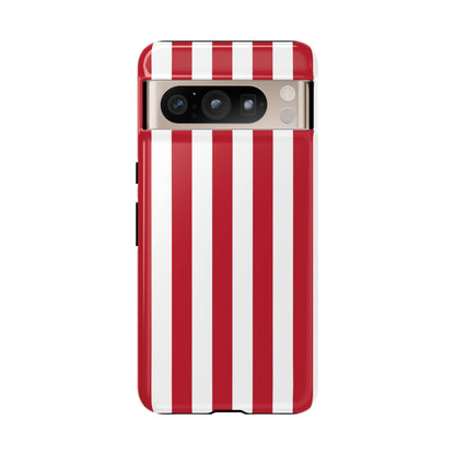 Google Pixel 8 Pro / Glossy Phone Case - Simple Dark Pink & White Stripe Pattern Phone Case