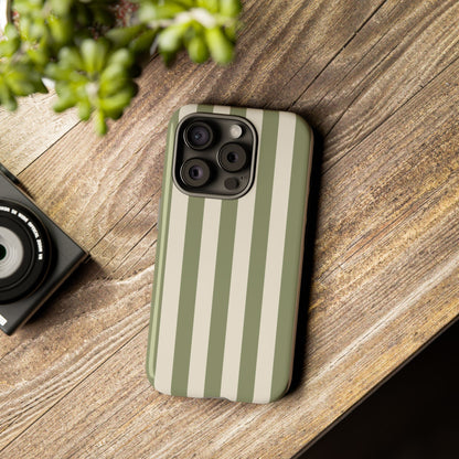 Olive & Beige Stripe Pattern Phone Case - Green Phone Case