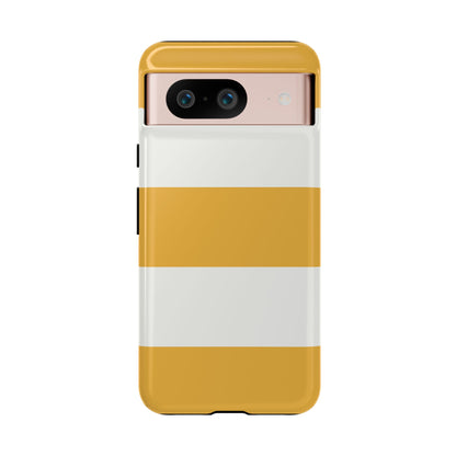 Google Pixel 8 / Glossy Phone Case - Yellow & White Horizontal Stripe Pattern Phone Case