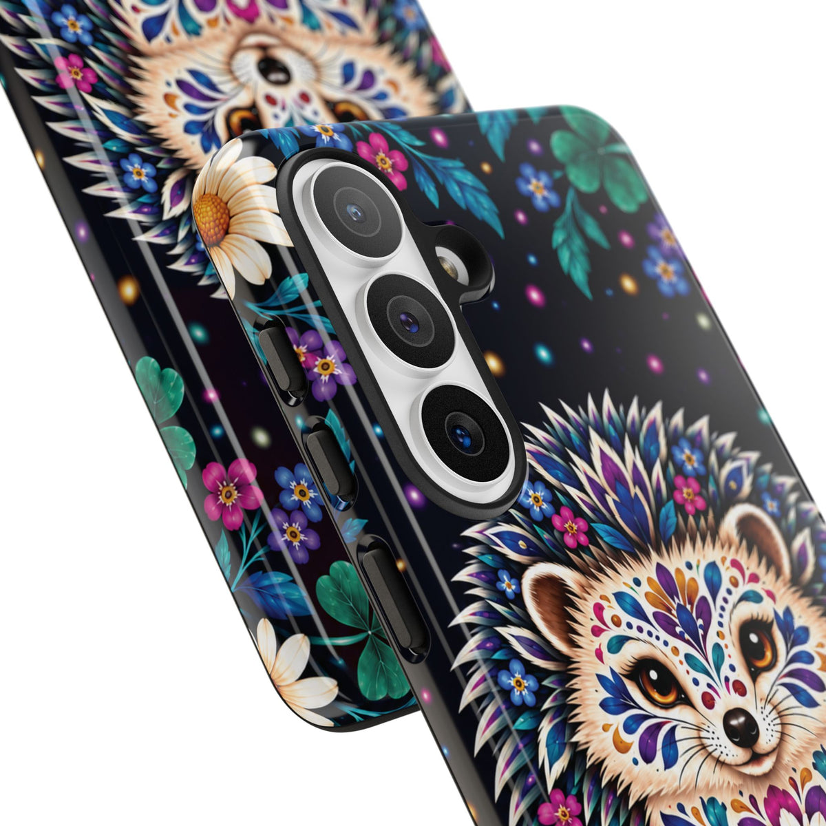 Vibrant Purple and Teal Calavera Hedgehog Phone Case - Multicolor Phone Case