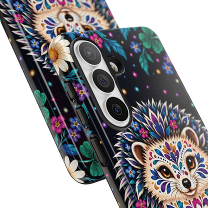 Vibrant Purple and Teal Calavera Hedgehog Phone Case - Multicolor Phone Case