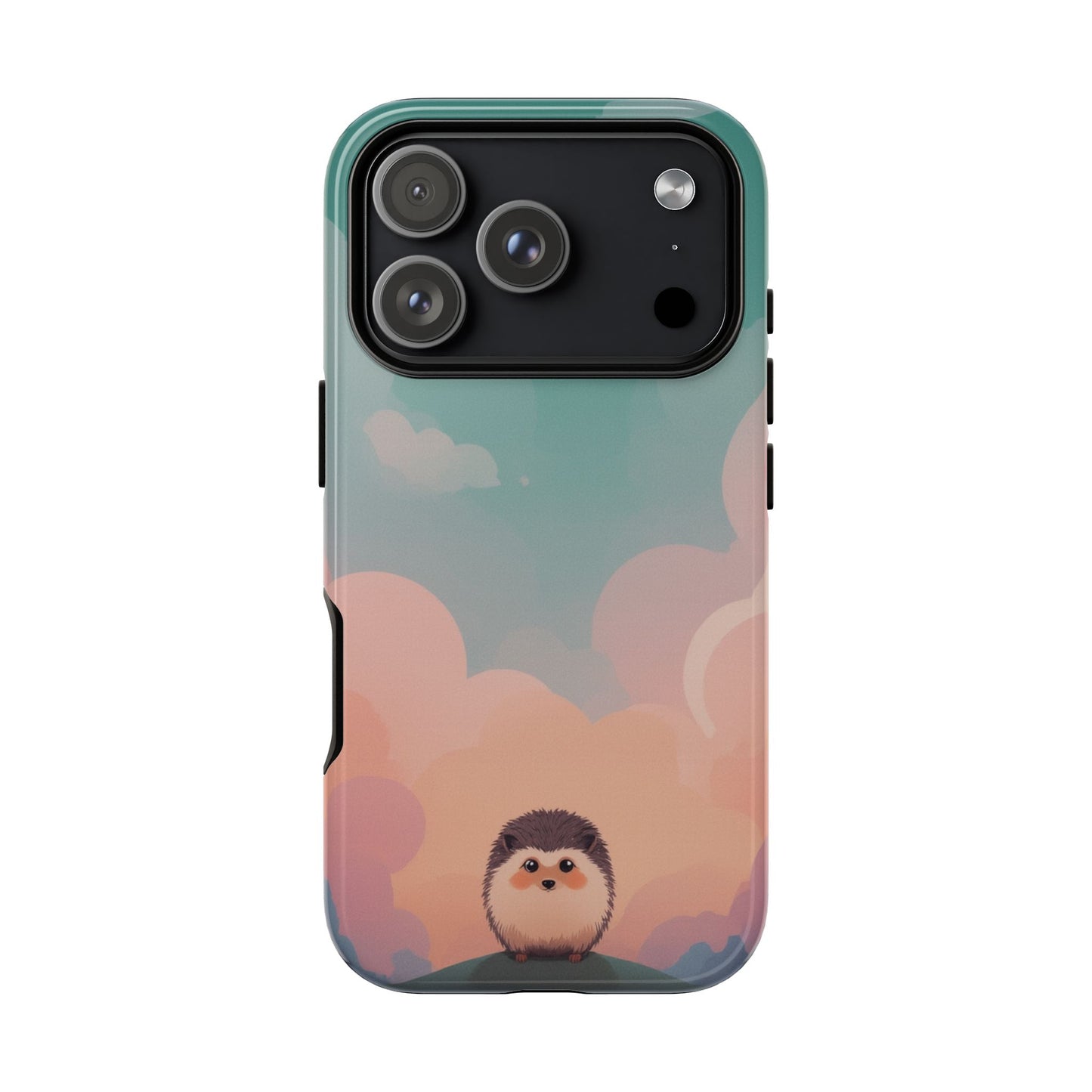 iPhone 17 Pro / Glossy Phone Case - Cute Hedgehog & Cloud Design Phone Case