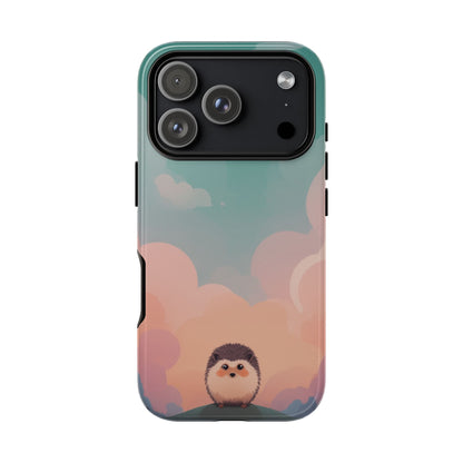 iPhone 17 Pro / Glossy Phone Case - Cute Hedgehog & Cloud Design Phone Case
