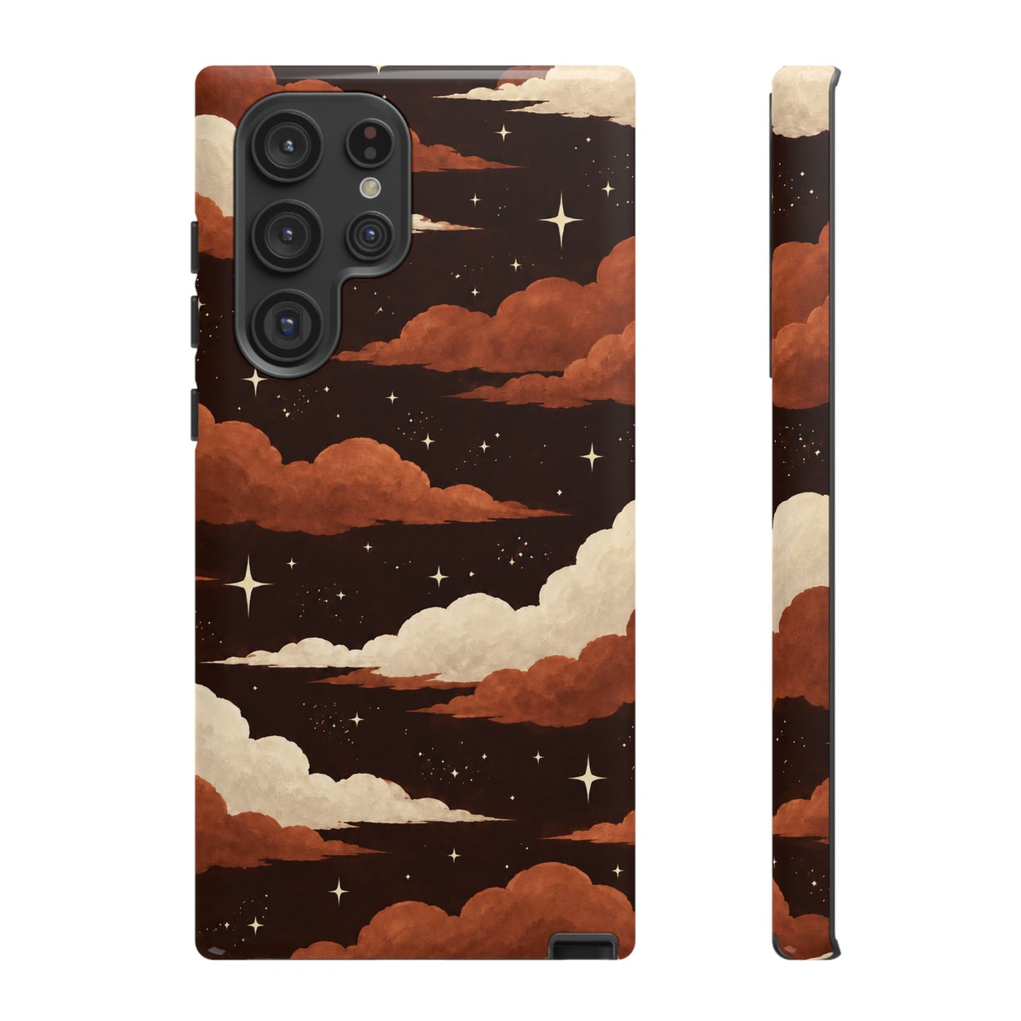 Illustrated Burnt Orange Clouds & Stars Phone Case