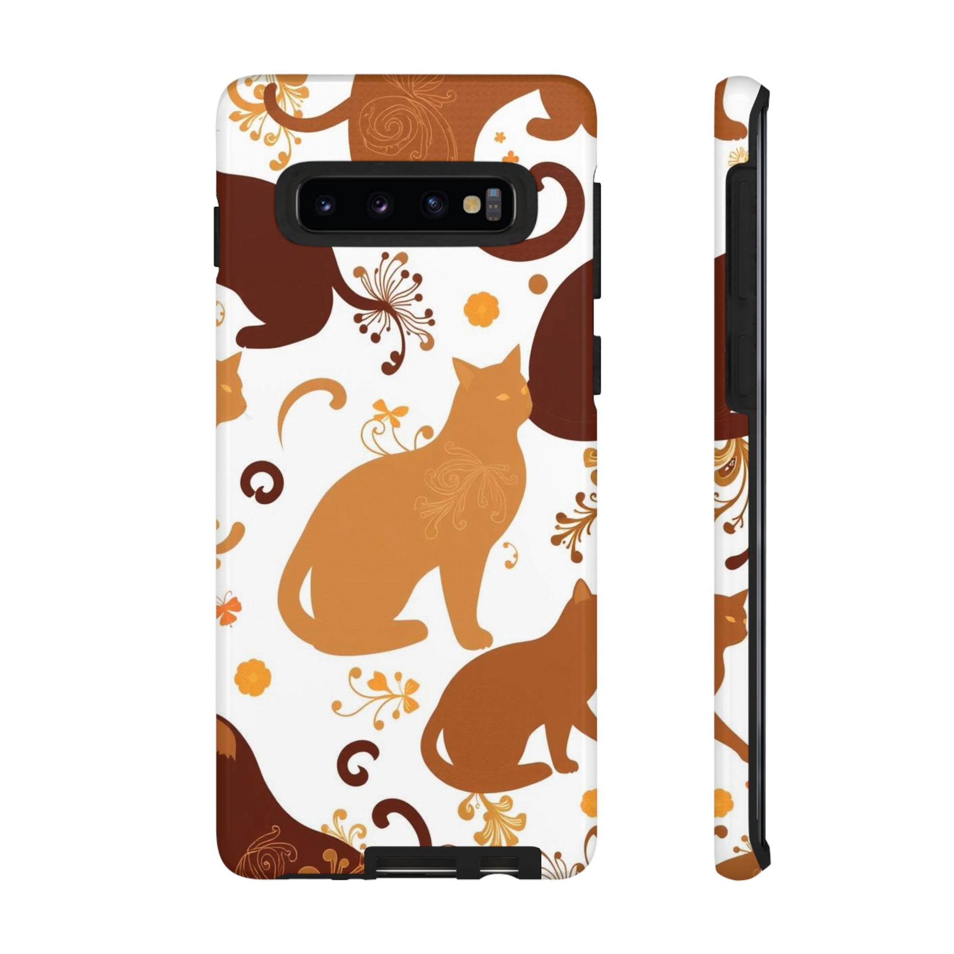 Abstract Cat Pattern Phone Case - White Phone Case - Samsung Galaxy S10 / Glossy