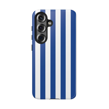 Samsung Galaxy S25 / Glossy Phone Case - Simple Blue & White Stripe Pattern Phone Case