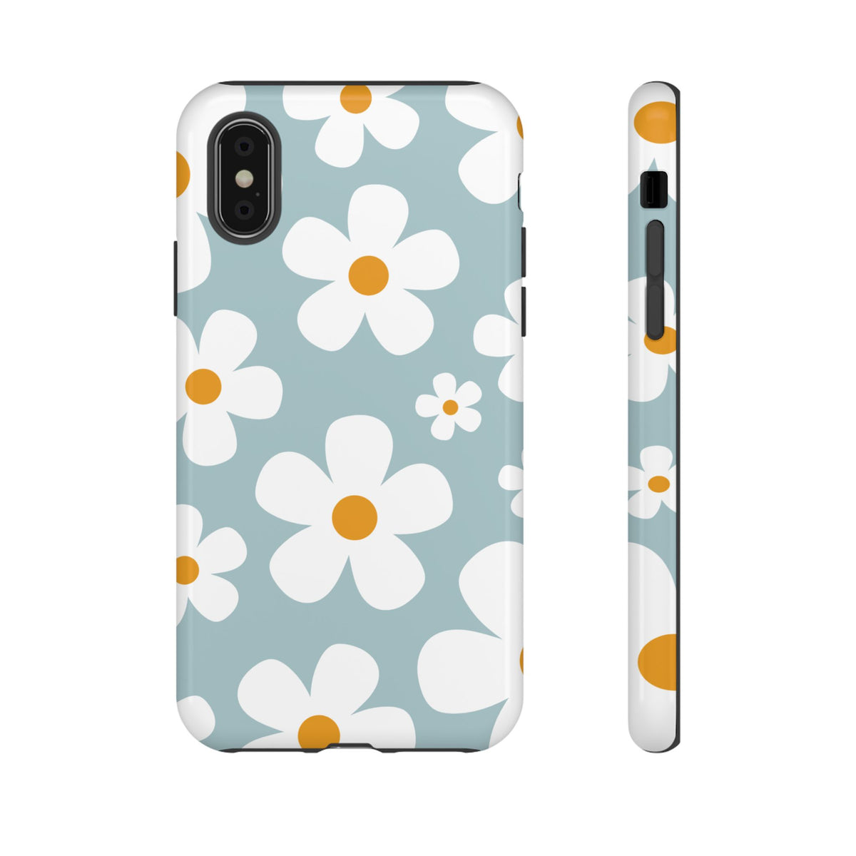 Cute Blue Daisy Pattern Phone Case - Blue Phone Case - iPhone XS / Glossy