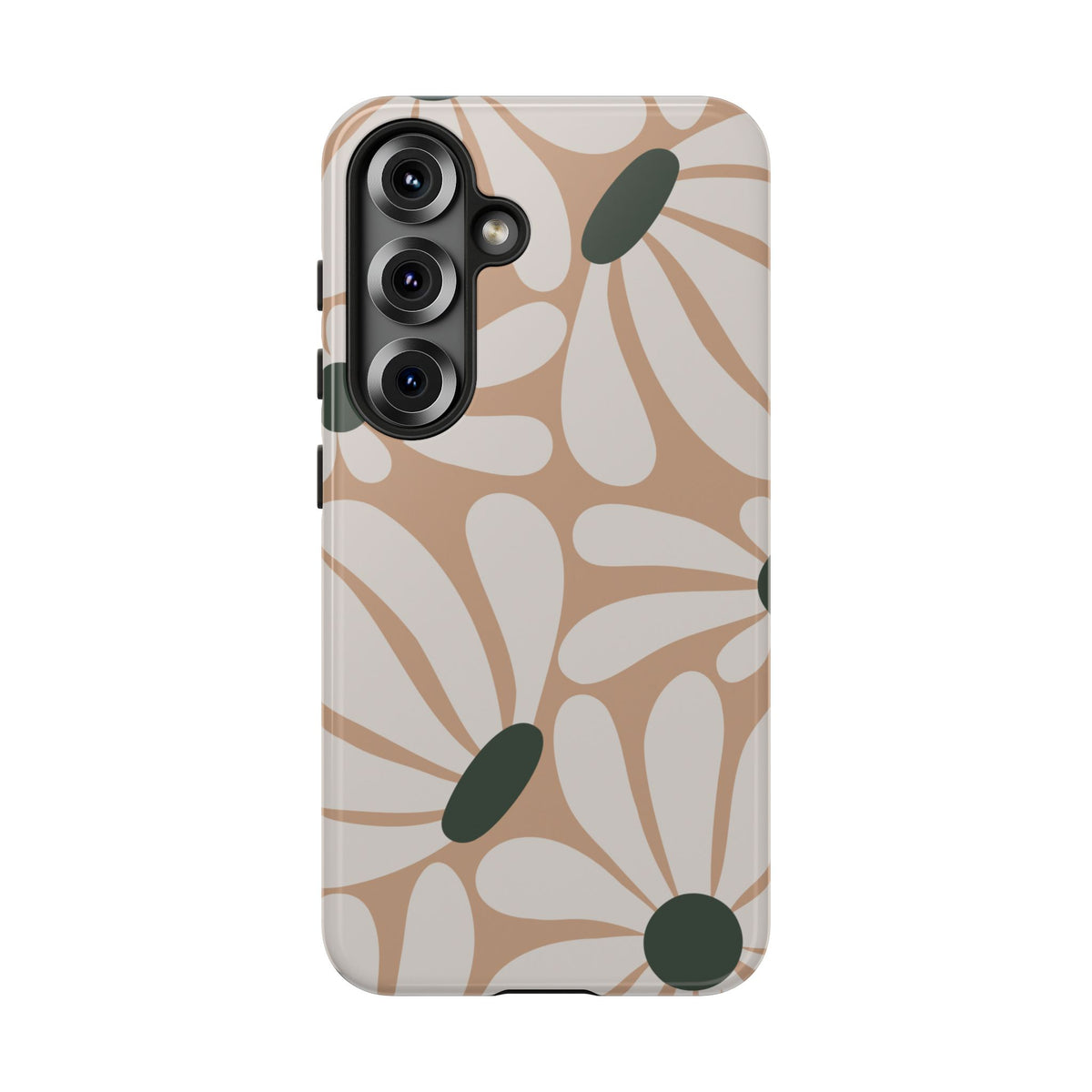 Retro Beige & White Daisy Pattern Phone Case - Beige Phone Case - Samsung Galaxy S25 / Glossy