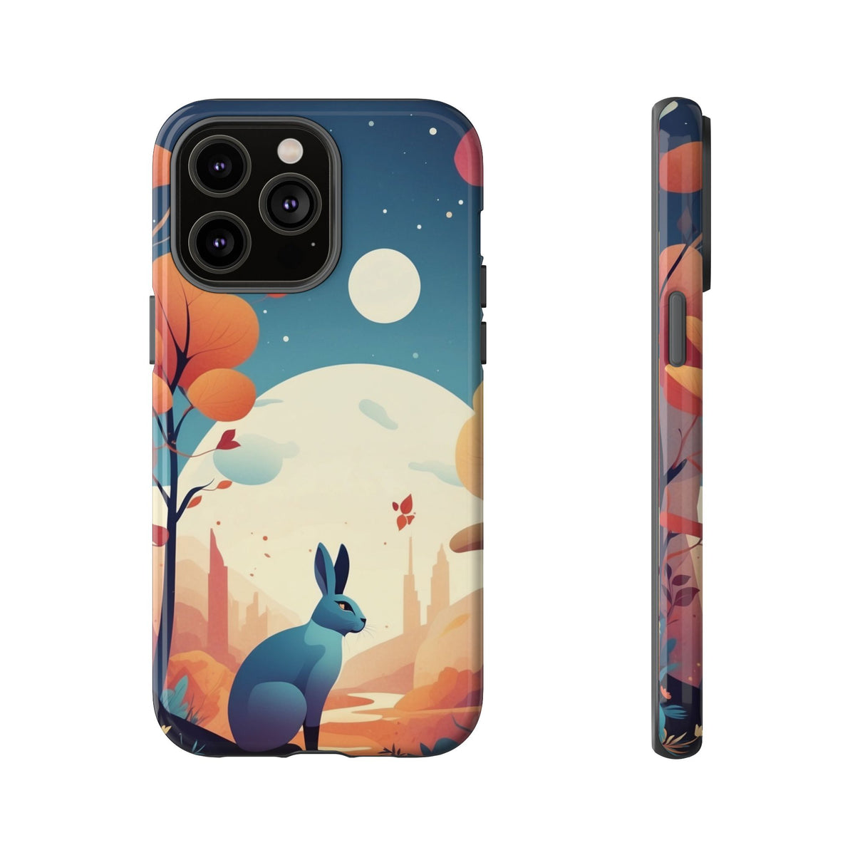 Stylised Blue Hare Design Phone Case - Multicolor Phone Case - iPhone 14 Pro Max / Glossy