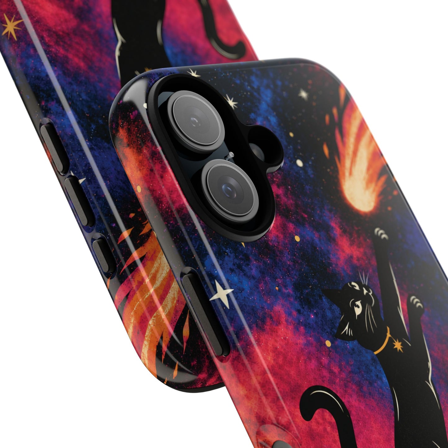 Whimsical Multicolour Celestial Black Cat Phone Case