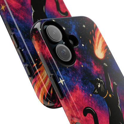 Whimsical Multicolour Celestial Black Cat Phone Case