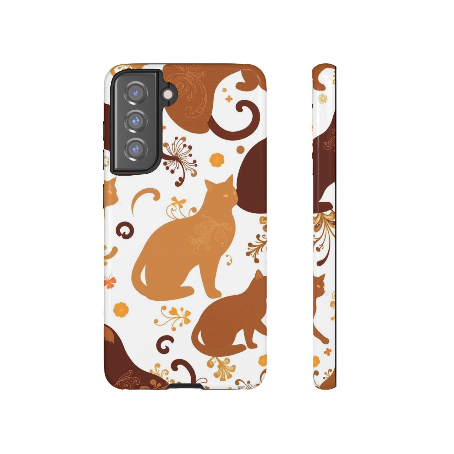 Samsung Galaxy S21 FE / Glossy Phone Case - Abstract Cat Pattern Phone Case