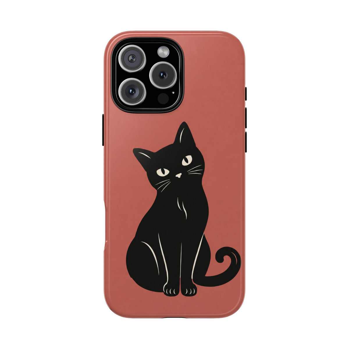 Minimalist Coral Red & Black Cat Phone Case
