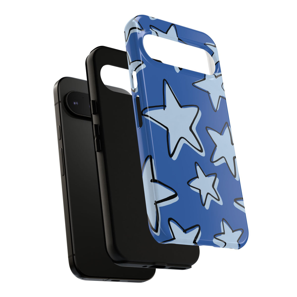 Cobalt Blue Doodle Star Phone Case
