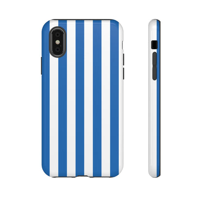 iPhone X / Glossy Phone Case - Simple Light Blue & White Stripe Pattern Phone Case