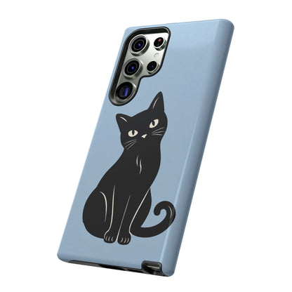Minimalist Powder Blue & Black Cat Phone Case