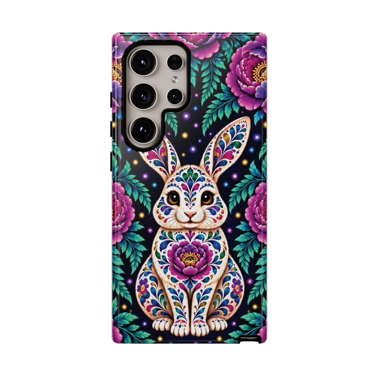 Cute Purple and Teal Calavera Bunny Phone Case - Multicolor Phone Case - Samsung Galaxy S24 Ultra / Glossy