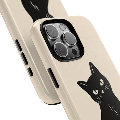 Minimalist Cream & Black Cat Phone Case
