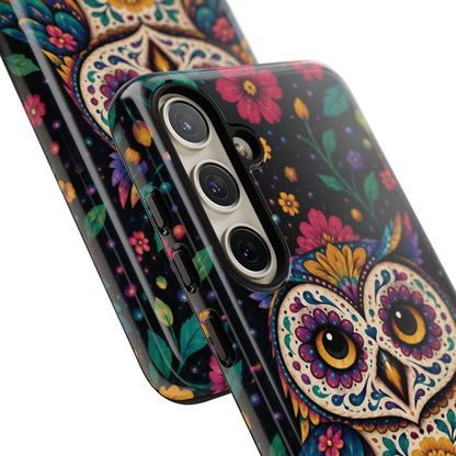 Vibrant Purple and Teal Calavera Owl Phone Case - Multicolor Phone Case