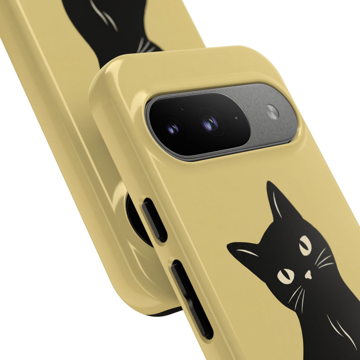 Minimalist Butter Yellow & Black Cat Phone Case