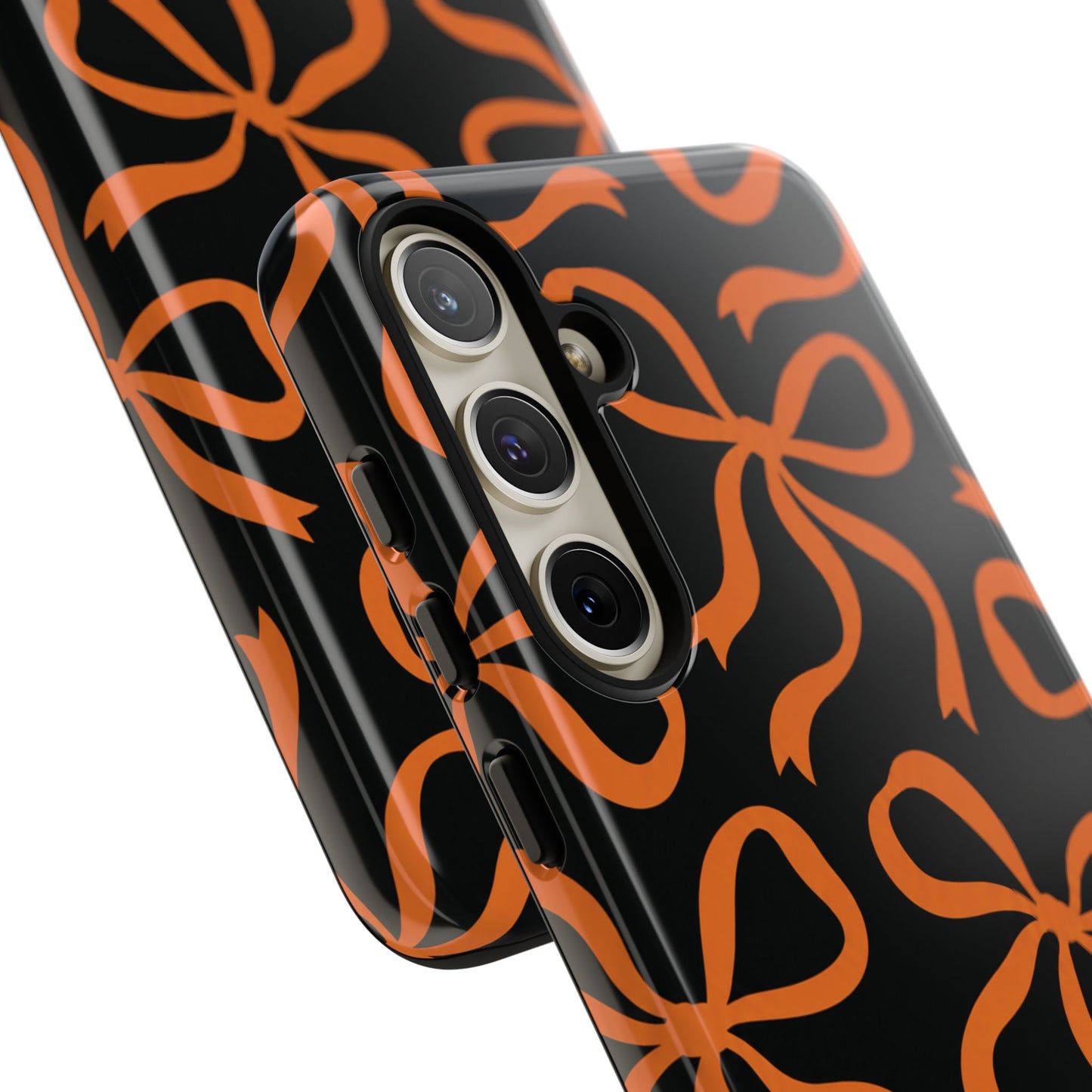 Bold Black and Burnt Orange Bow Pattern Phone Case