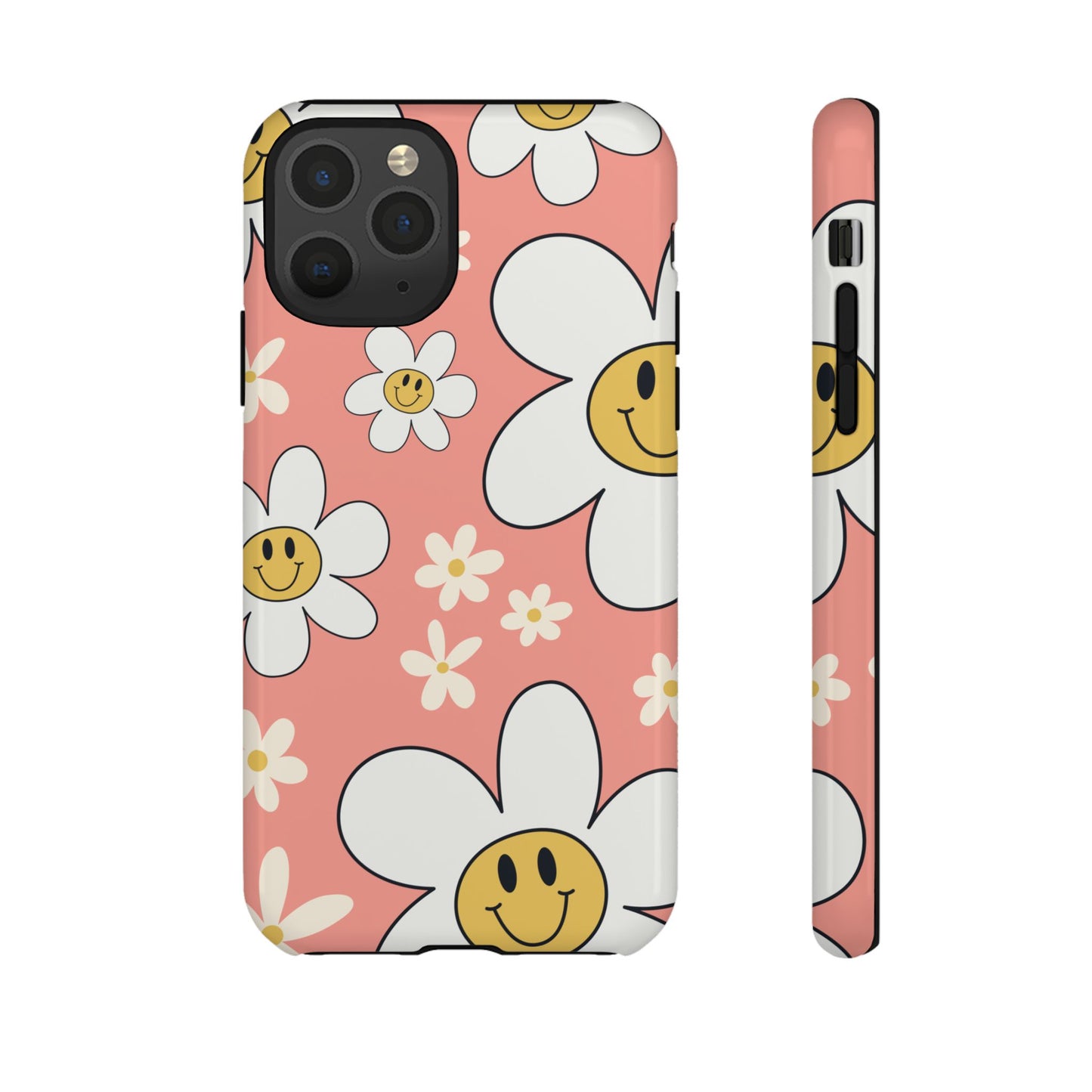 Fun Retro Daisy Pattern with Pink Background Phone Case - Pink Phone Case - iPhone 11 Pro / Glossy