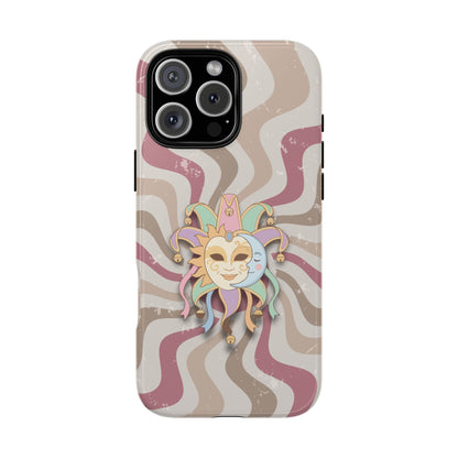 Sun & Moon Jester Mask – Pink Retro Wave Phone Case - Pink Phone Case - iPhone 16 Pro Max / Glossy