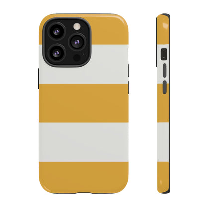 iPhone 13 Pro / Glossy Phone Case - Yellow & White Horizontal Stripe Pattern Phone Case