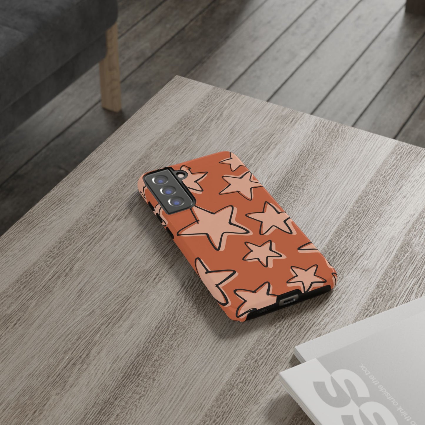 Burnt Orange Doodle Star Phone Case
