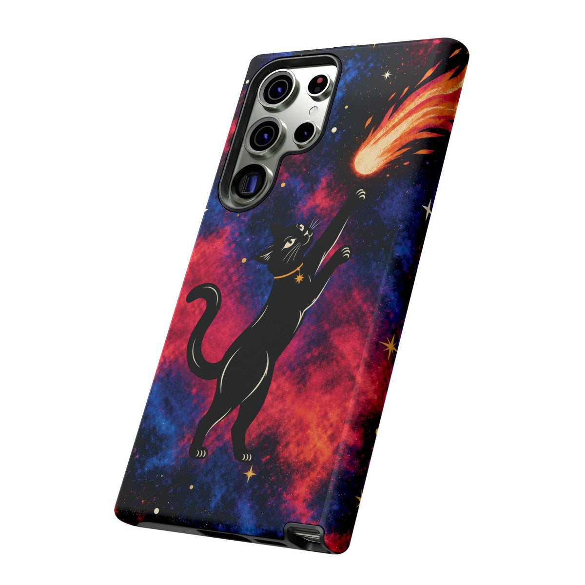 Whimsical Multicolour Celestial Black Cat Phone Case