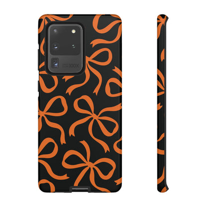 Bold Black and Burnt Orange Bow Pattern Phone Case