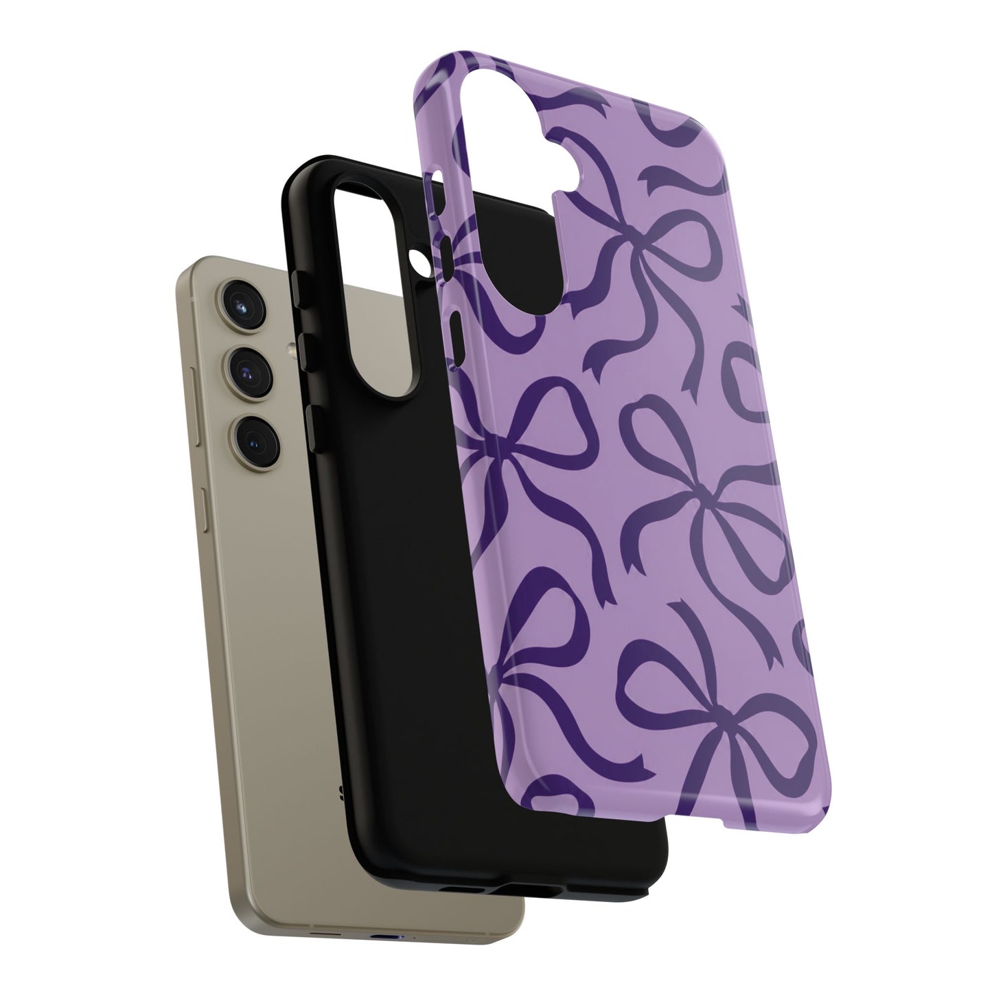 Bold Lilac and Deep Purple Bow Pattern Phone Case