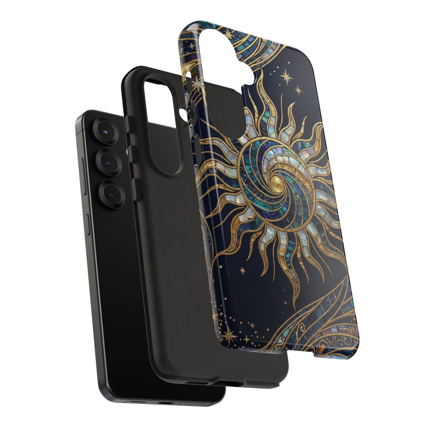 Elegant Navy & Gold Solar Spiral Phone Case