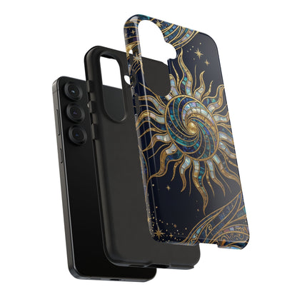 Elegant Navy & Gold Solar Spiral Phone Case
