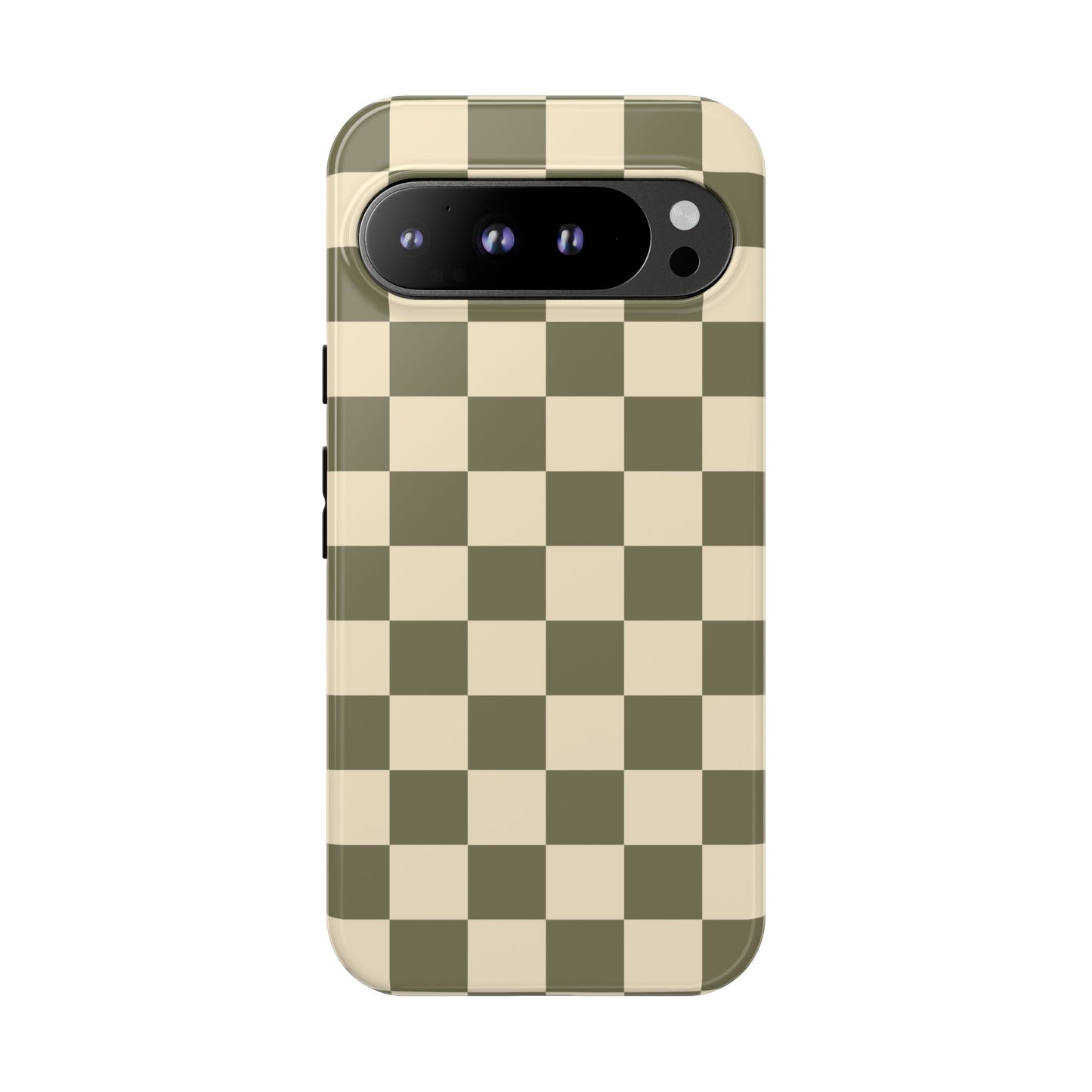 Google Pixel 9 Pro XL / Glossy Phone Case - ’Green Checkered Pattern’ Phone Case