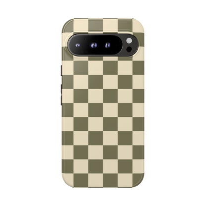 Google Pixel 9 Pro XL / Glossy Phone Case - ’Green Checkered Pattern’ Phone Case