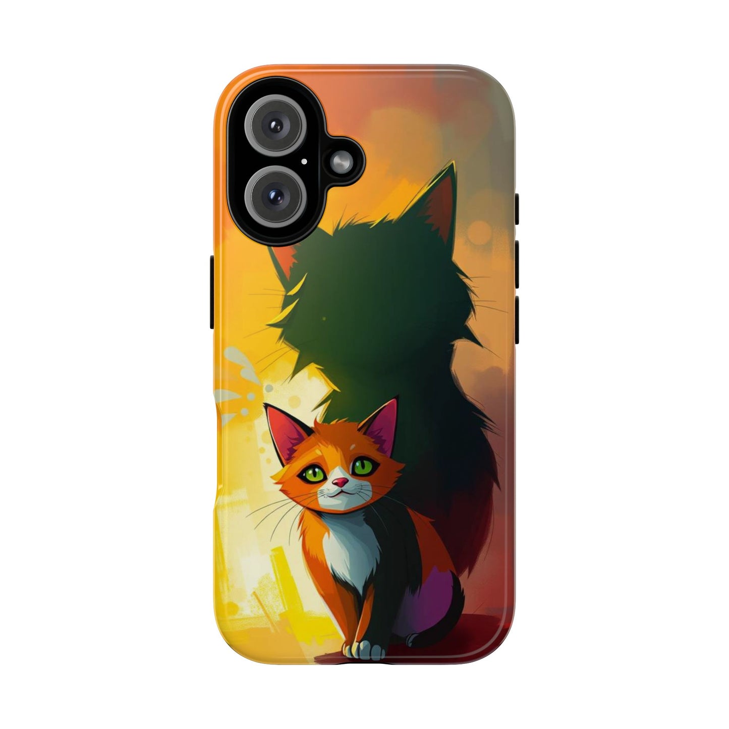 iPhone 16 / Glossy Phone Case - Acrylic Style Shadow Cat Design Phone Case