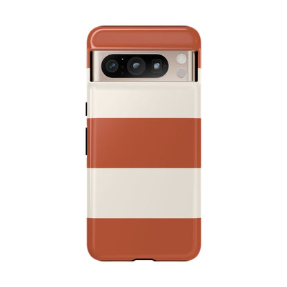Google Pixel 8 Pro / Glossy Phone Case - Terracotta Horizontal Stripe Pattern Phone Case