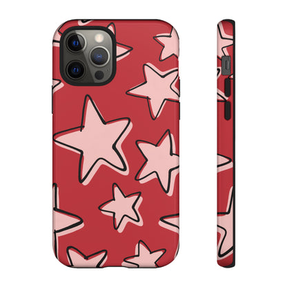 Cherry Red Doodle Star Phone Case