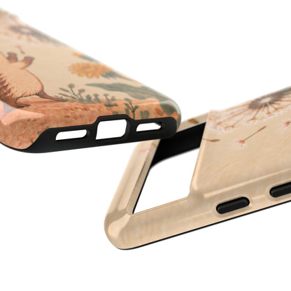 Whimsical Cream Hedgehog and Dandelion Phone Case - White Phone Case